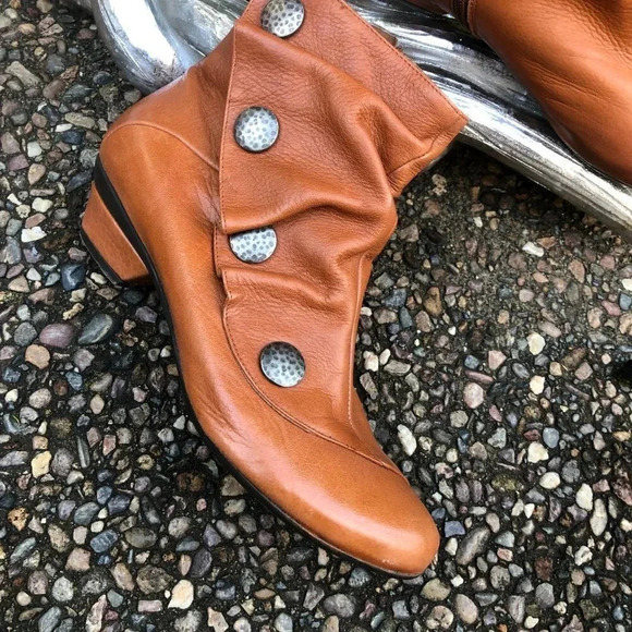 Eric Michaels Web Shoemakers Disco Suela Urbai Leather Ankle Granny Booties - Picture 2 of 9